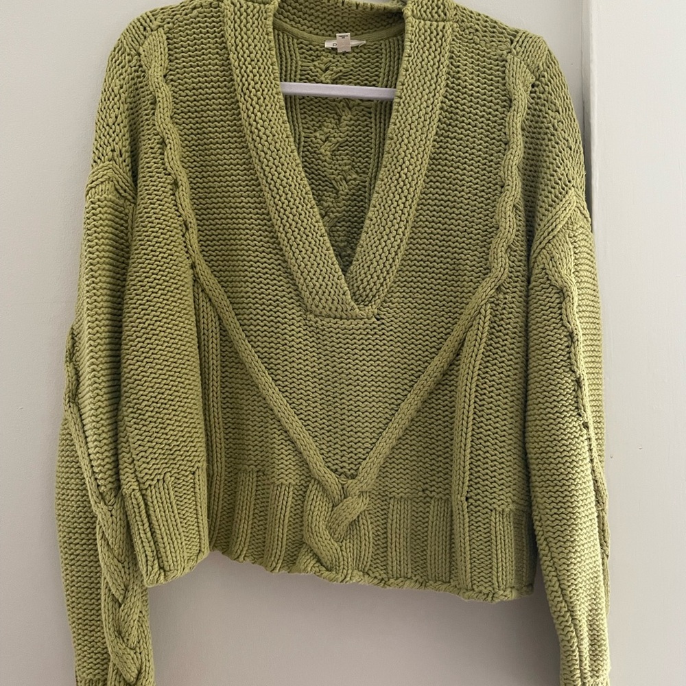 Pilcro V-Neck Sweater in Light Green